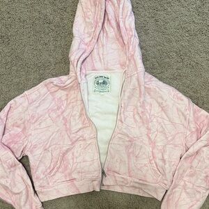 Dairy Boy Pink Camouflage Cropped Zip-Up Hoodie